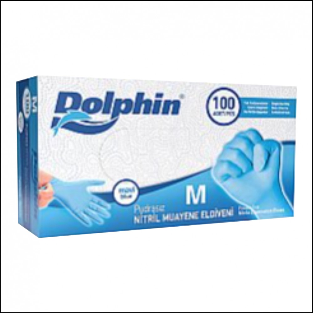 Dolphin Pudrasız Nitril Eldiven Mavi