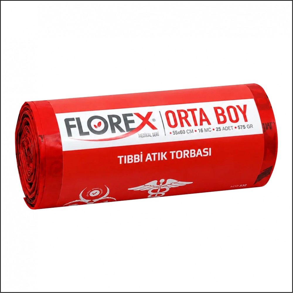 Tıbbi Atık Poşeti 55x60 Florex